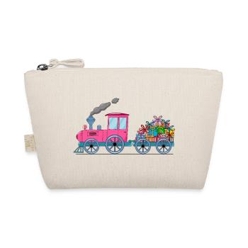 Children's train railway with trailer pink - Organic Pouch - nature - Front