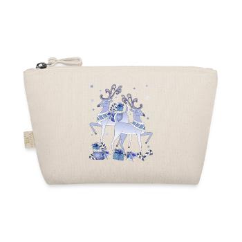Blaue Hirsche Weihnachten - Bio-Täschchen - Natur - Vorne