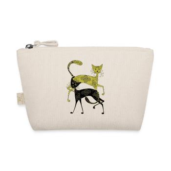 goldene und schwarze Katze mit abstrakten Muster - Bio-Täschchen - Natur - Vorne
