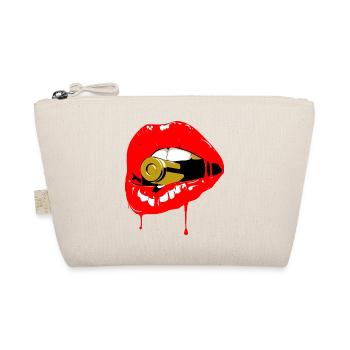 Red Lips Bite Bullet Pop Art - Bio-Täschchen - Natur - Vorne