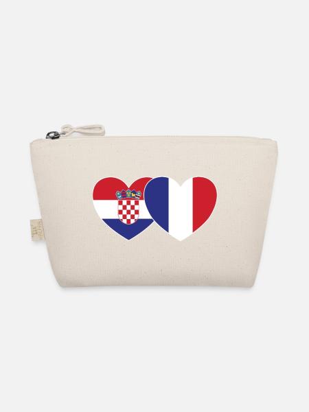 Kroatien Frankreich Flagge Herz - Bio-Täschchen - Natur