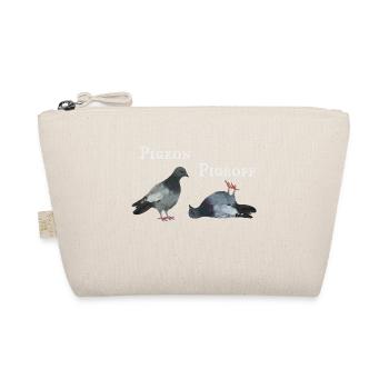 Pigeon Pigeoff - Weißer Schriftzug Tauben Witz - Bio-Täschchen - Natur - Vorne