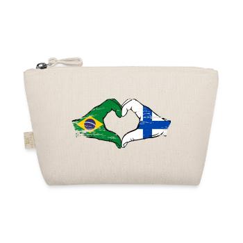 Brazil Finland Flag Hands Heart Shape Used - Organic Pouch - nature - Front