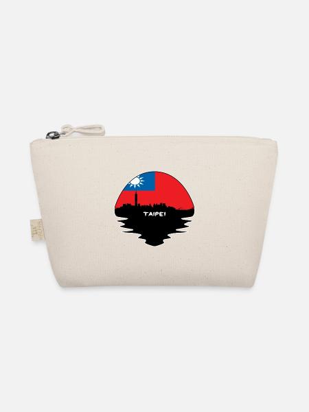 Taipeh Taiwan Flagge Skyline Silhouette Reisen - Bio-Täschchen - Natur