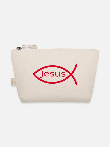 Jesusfisch rot Ichthys Jesus Fisch Geschenk - Bio-Täschchen - Natur