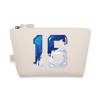NO. 16 NUMBER 16 BLUE WHITE 16TH BIRTHDAY - Organic Pouch - nature - Front