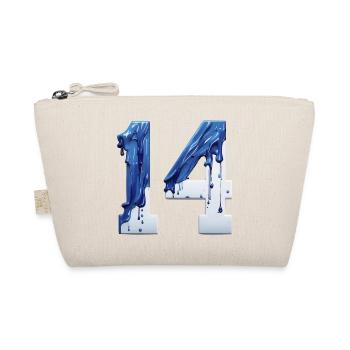 NR. 14 NUMMER 14 BLAU WEIß 14. GEBURTSTAG - Bio-Täschchen - Natur - Vorne