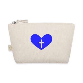 Kreuz Herz Symbol Zeichen Religion Blau - Bio-Täschchen - Natur - Vorne