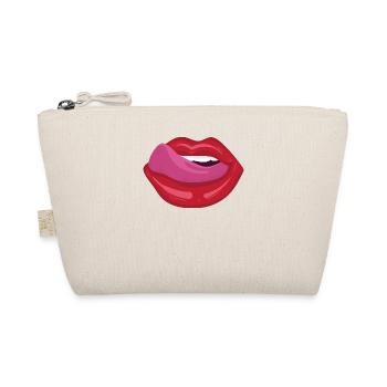 Rote Lippen mit Zunge - Sexy Kussmund Pop Art - Bio-Täschchen - Natur - Vorne