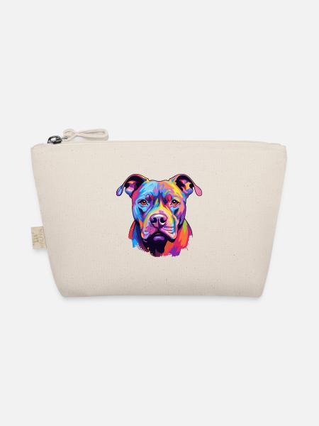 Pitbull Hund Rasse Aquarell Karikatur Kawaii Colorf - Bio-Täschchen - Natur