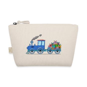 Children's train train with trailer in blue - Organic Pouch - nature - Front