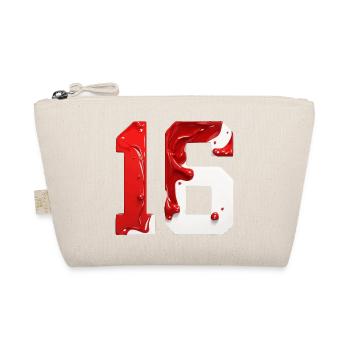 NO. 16 NUMBER 16 RED WHITE 16TH BIRTHDAY - Organic Pouch - nature - Front