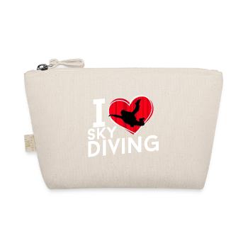 I love Sky Diving - Herz mit Fallschirmspringer - Bio-Täschchen - Natur - Vorne