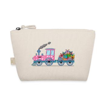 Children's train railway with trailer pink - Organic Pouch - nature - Front