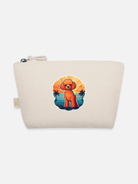 Pudel Hund Lustige Karikatur Kawaii Strand Illustration - Bio-Täschchen - Natur