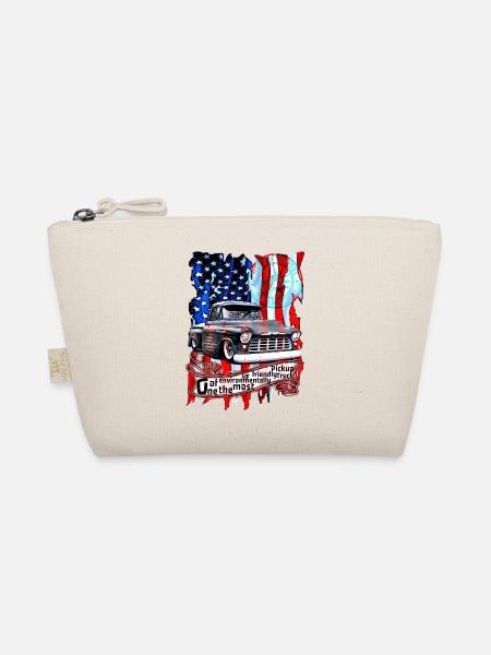 Vintage Pickup mit Flaggen-Print - Bio-Täschchen - Natur