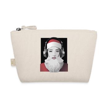 Weihnachtliche Beats - Frau im Weihnachtsmann-Look - Bio-Täschchen - Natur - Vorne
