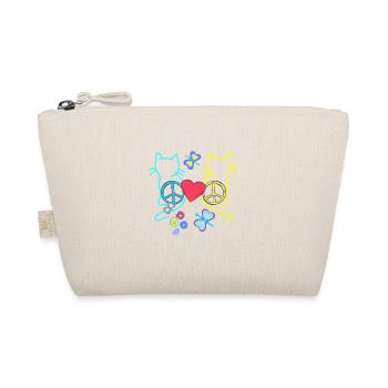 Retro Hippie Cats Peace Cat Vintage Hippies - Organic Pouch - nature - Front