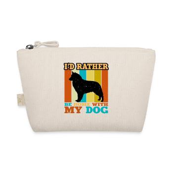 Böhmischer Schäferhund Liebe Silhouette Retro Sonnenuntergang - Bio-Täschchen - Natur - Vorne