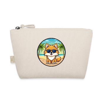 Pommerscher Deutscher Spitz Hunderasse Cartoon Beach - Bio-Täschchen - Natur - Vorne