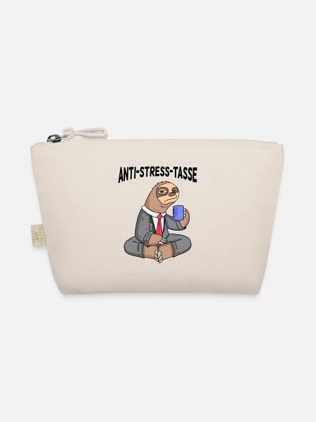 Anti Stress Tasse Faultier Kaffee Büroleben - Bio-Täschchen - Natur