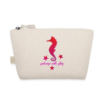 rotes Seepferdchen mit Sternchen pink - Bio-Täschchen - Natur - Vorne