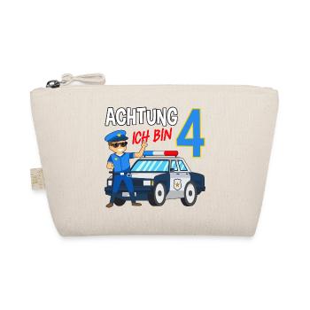 4. Geburtstag Polizei Auto 4 Jahre alt Polizist - Bio-Täschchen - Natur - Vorne