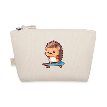 Lustiger Igel Kawaii Cartoon Haustier spielt Skateboa - Bio-Täschchen - Natur - Vorne
