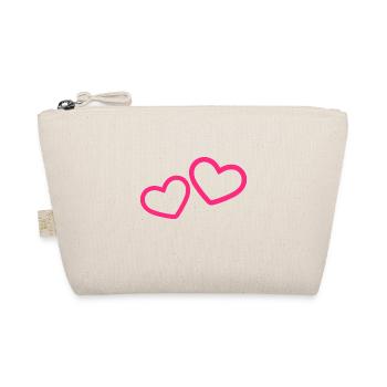 Zwei Herzchen Herz Rosa - Bio-Täschchen - Natur - Vorne