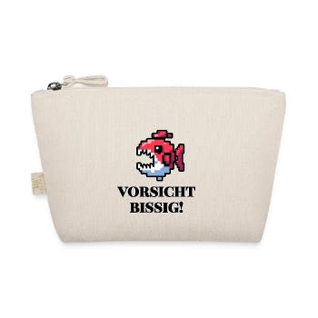 Vorsicht Bissig - Lustiges Fisch Design - Bio-Täschchen - Natur - Vorne