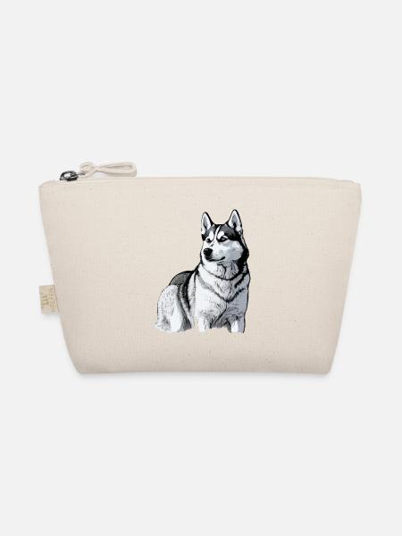Nette Husky Hund Rasse Kopf Cartoon Illustration - Bio-Täschchen - Natur