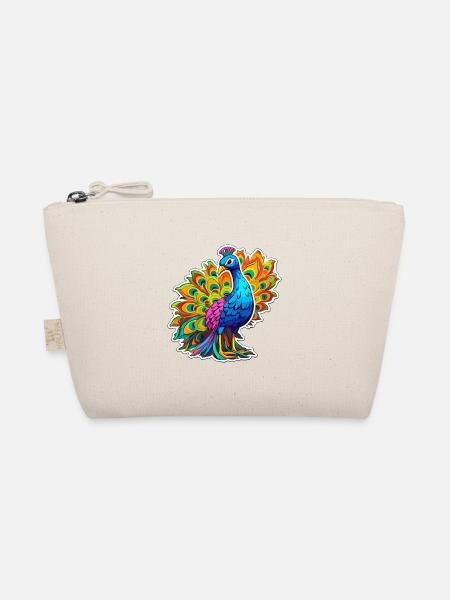 Pfau buntes Aquarell Cartoon Kawaii Tier - Bio-Täschchen - Natur
