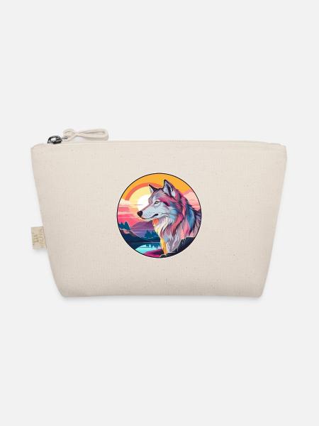 Wolf Buntes Aquarell Cartoon Kawaii Tier - Bio-Täschchen - Natur