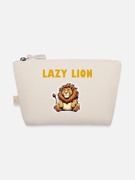 Lazy Lion Cartoon - Organic Pouch - nature