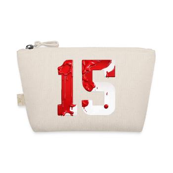NR. 15 NUMMER 15 ROT WEIß 15. GEBURTSTAG - Bio-Täschchen - Natur - Vorne