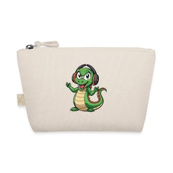 Anaconda Lustige Cartoon Figur Kopfhörer Musik - Bio-Täschchen - Natur - Vorne
