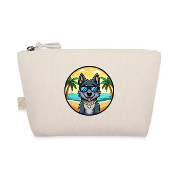 Black Norwegian Elkhound Dog Breed Cartoon Beach - Organic Pouch - nature - Front