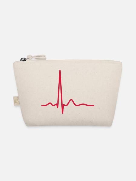 Herzschlag-EKG-Linie Medizinischer Pulswellen-Ikon-Vektor - Bio-Täschchen - Natur