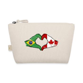 Brazil Canada Flag Hands Heart Shape Used - Organic Pouch - nature - Front