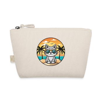 American Curl Katzenrasse Cartoon Sonnenbrille Strand - Bio-Täschchen - Natur - Vorne