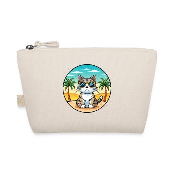 American Wirehair Cat Breed Cartoon Sunglass Beach - Organic Pouch - nature - Front