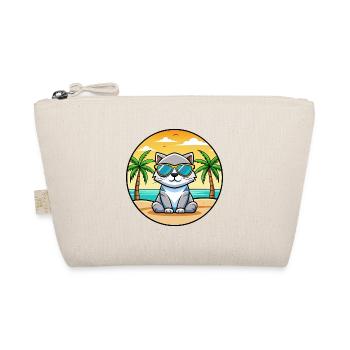 Schottische Falte Katzenrasse Cartoon Sonnenbrille Strand - Bio-Täschchen - Natur - Vorne