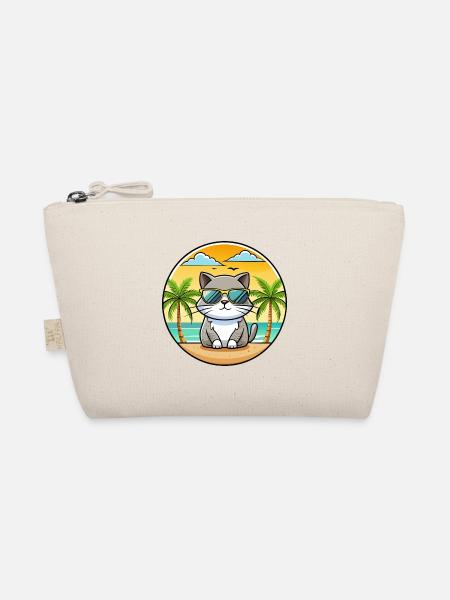 Britisch Kurzhaar Katzenrasse Cartoon Sonnenbrille Strand - Bio-Täschchen - Natur