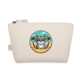 American Wirehair Cat Breed Cartoon Sunglass Beach - Organic Pouch - nature - Front