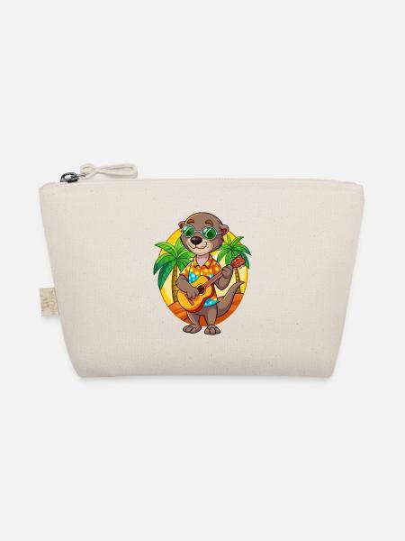 Lustige Otter Cartoon Sommer Strand Sonnenbrille Gitarre - Bio-Täschchen - Natur