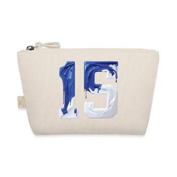 NR. 15 NUMMER 15 BLAU WEIß 15. GEBURTSTAG - Bio-Täschchen - Natur - Vorne