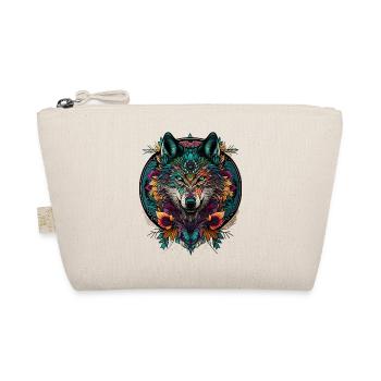 Wolf Mandala Rund – Wolf Krafttier - Bio-Täschchen - Natur - Vorne