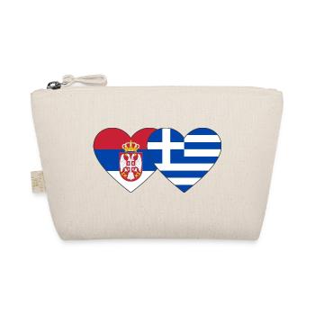 Serbia Greece Flag Heart - Organic Pouch - nature - Front