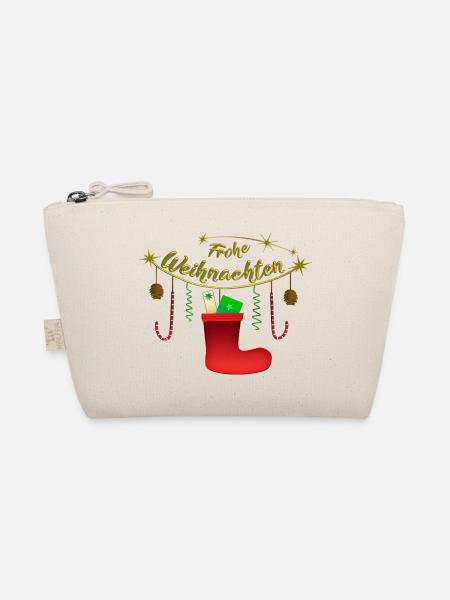 Frohe Weihnachten Candy Nikolausstiefel - Bio-Täschchen - Natur