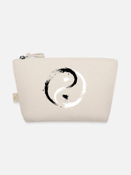Yin Yang Kreise Symbol Buerste Schwarz Weiss - Bio-Täschchen - Natur